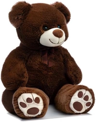 HollyHOME Teddy Bear Stuffed Animal Plush Giant Teddy Bears with Footprints Big Bear 36 inch Tan