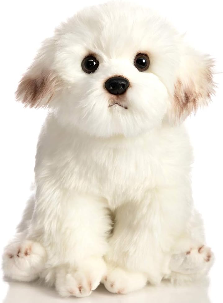 HollyHOME Bichon Frise Plush Puppy Stuffed Animal Maltese Realistic Dog Plush Toy Pet Gift for Kids 13 Inch