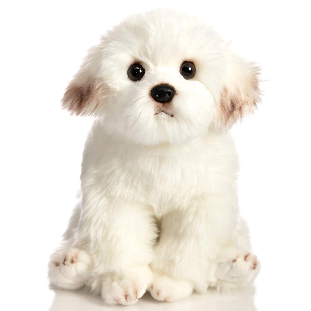 HollyHOME Bichon Frise Plush Puppy Stuffed Animal Maltese Realistic Dog Plush Toy Pet Gift for Kids 13 Inch