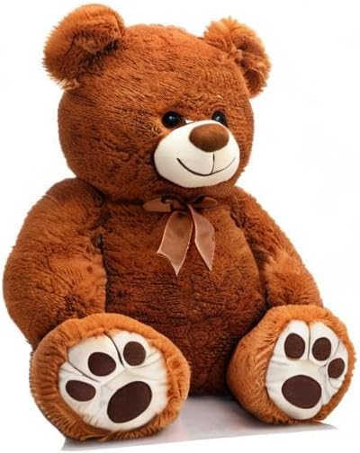 HollyHOME Teddy Bear Stuffed Animal Plush Giant Teddy Bears with Footprints Big Bear 36 inch Tan