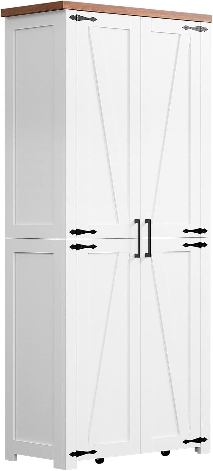 HollyHOME Kitchen Pantry Cabinet White（2-Door）