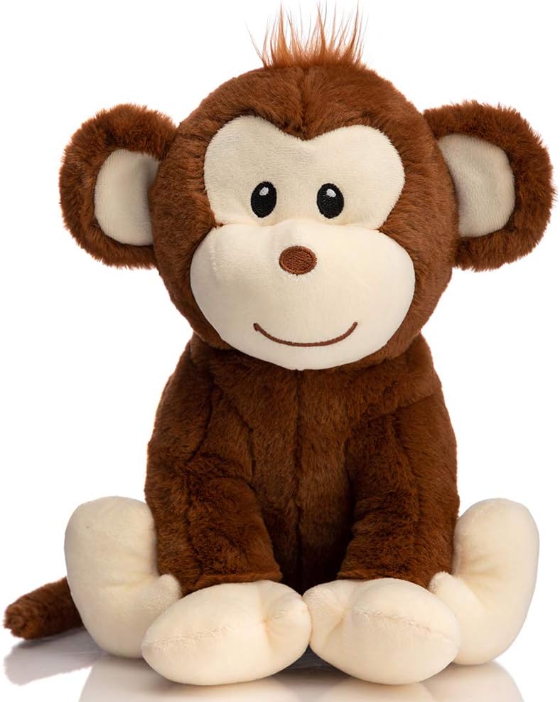 HollyHOME Plush Monkey Stuffed Animals Cute Monkey Toys Birthday Gifts for Kids 12 Inch Brown