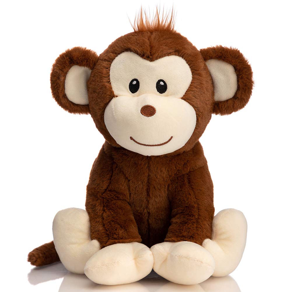 HollyHOME Plush Monkey Stuffed Animals Cute Monkey Toys Birthday Gifts for Kids 12 Inch Brown