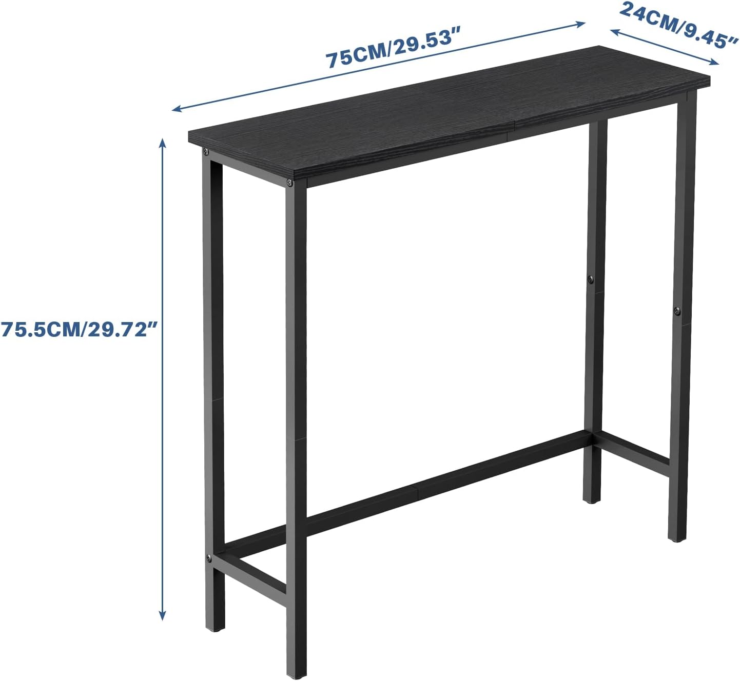 HollyHOME Narrow Hallway Table, 29.5" Small Console Table, Slim Entryway Table, Sofa Table, for Hallway, Bedroom, Living Room, Foyer, Black