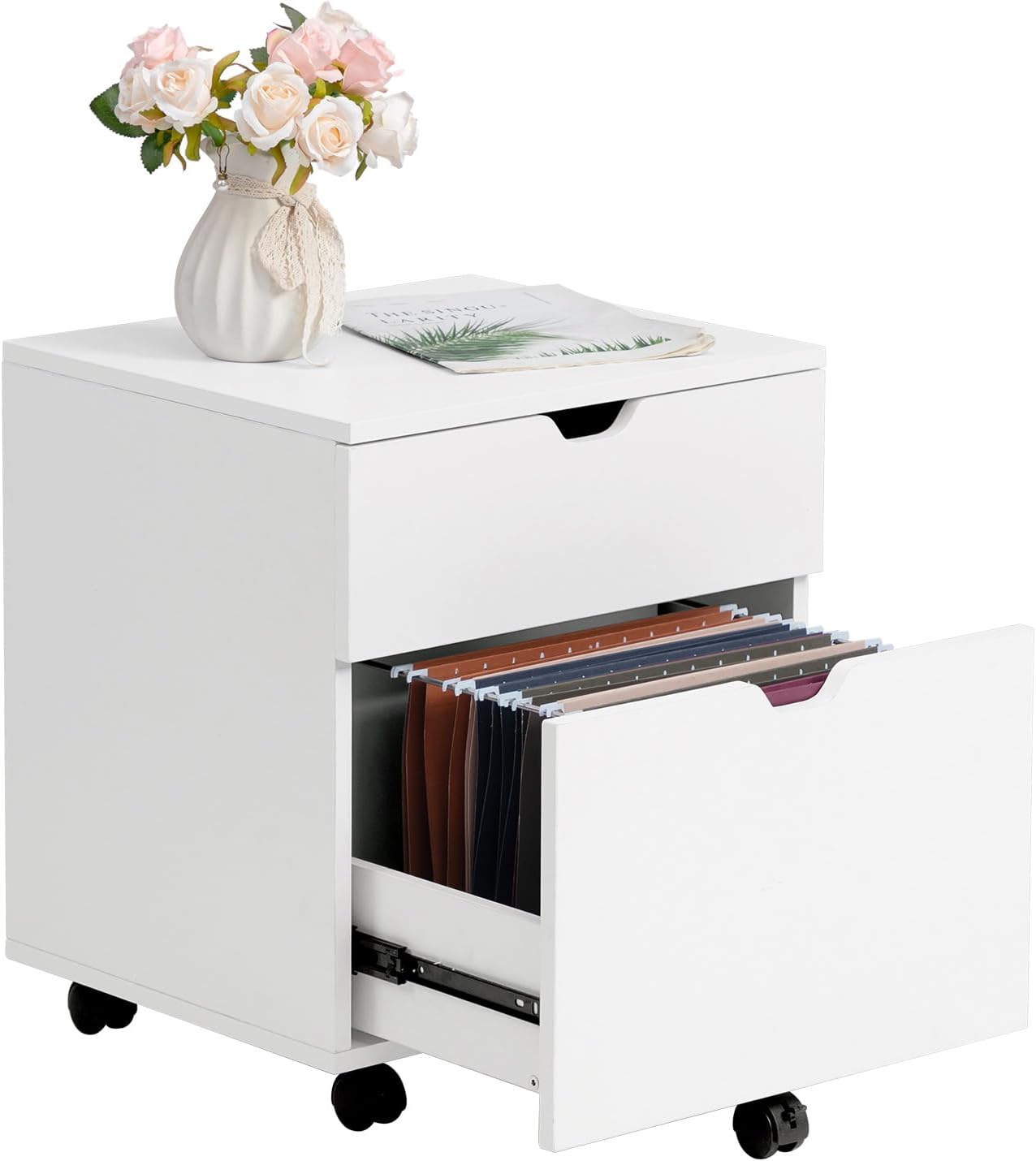 HollyHOME White 2-Drawer Wood File Cabinet