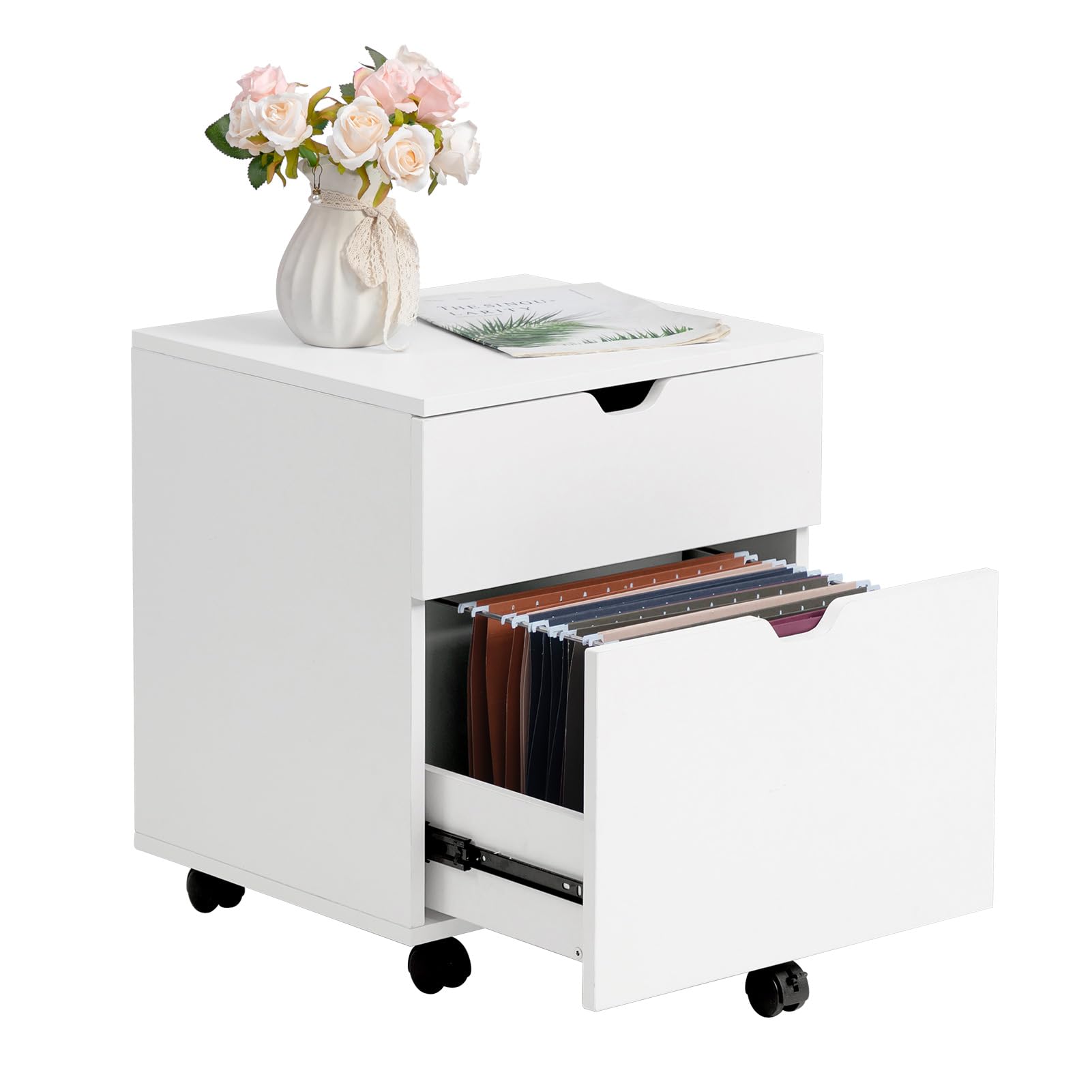 HollyHOME White 2-Drawer Wood File Cabinet