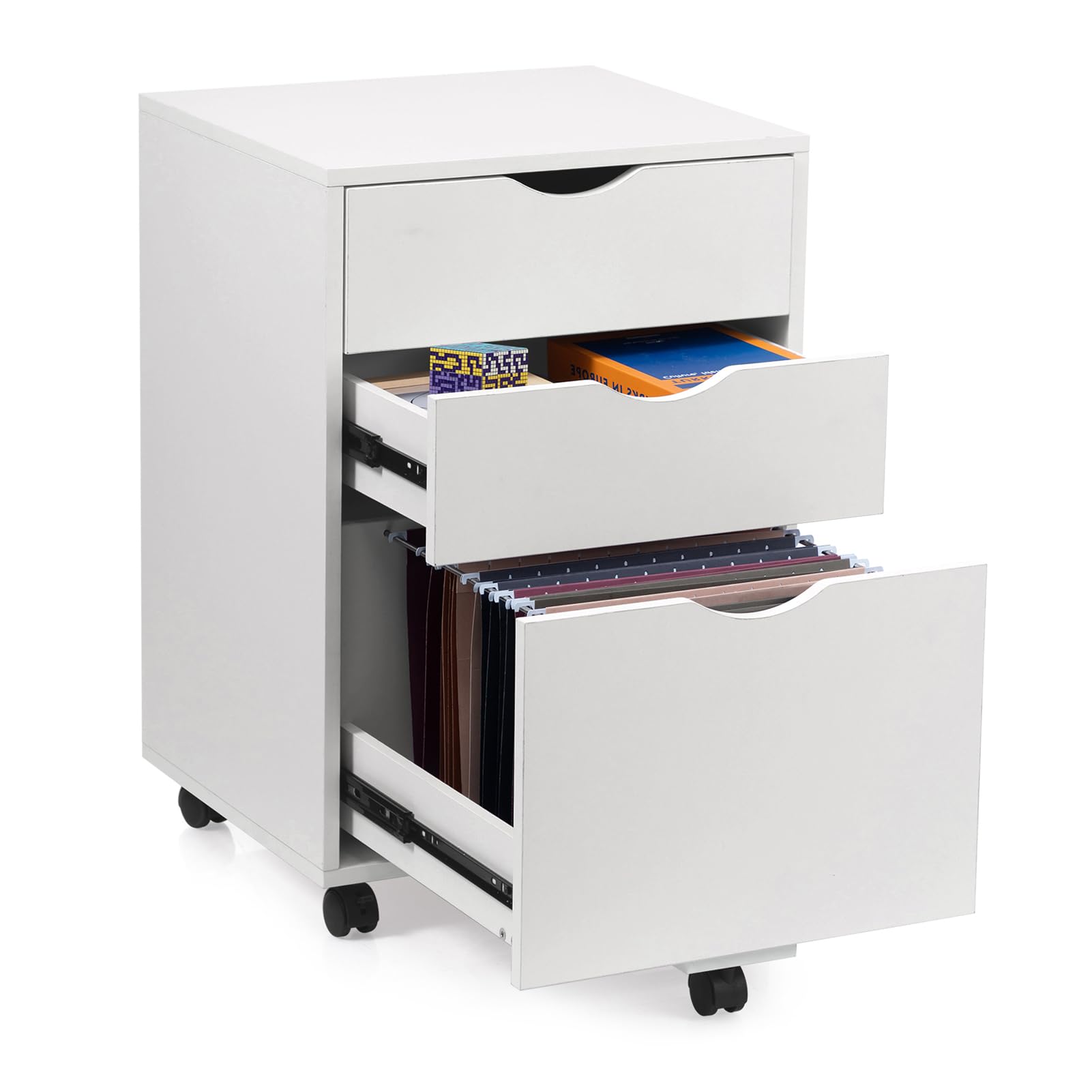 HollyHOME White 3-Drawer Wood File Cabinet