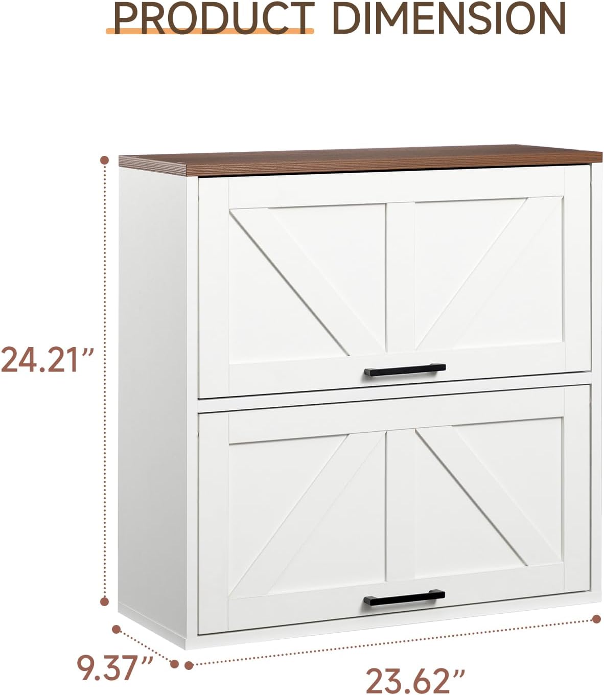 HollyHOME Farmhouse Wall Wood Medicine Cabinet for Bathroom, Kitchen, Living Room, White & Walnut Finish
