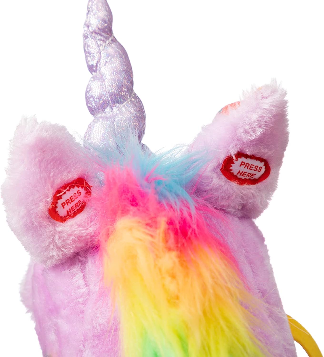 HollyHOME Unicorn Stick Horse Handcrafted Hobby Horse on a Stick with Wood Wheels Real Pony Neighing and Galloping Sounds Plush Unicorn Toy Purple 36 Inches(AA Batteries Required)