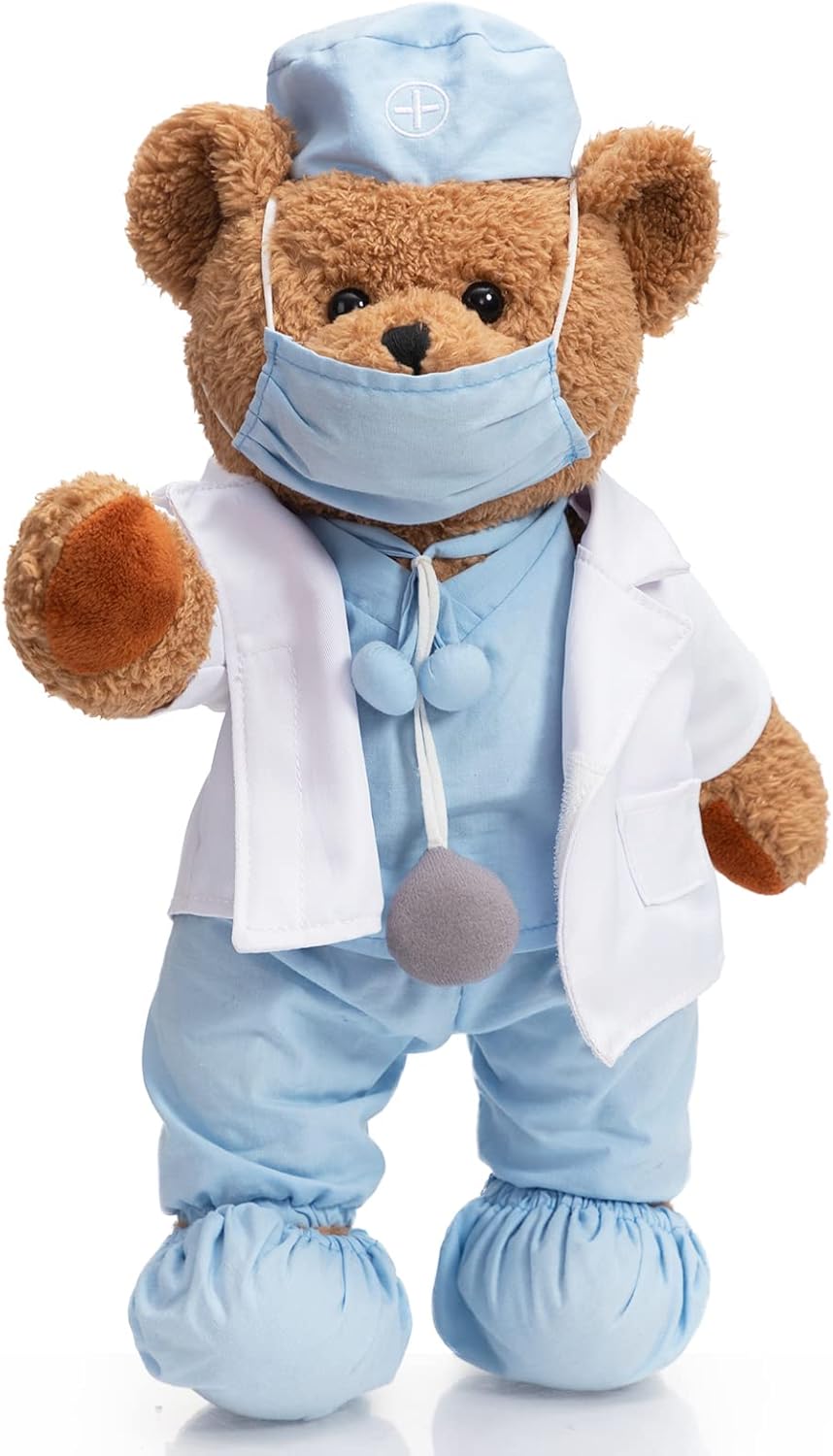 HollyHOME Doctor Bear Stuffed Animal Teddy Bear in Doctor Uniform Medical Gifts for Doctors Med School Students and Kids 16 inches