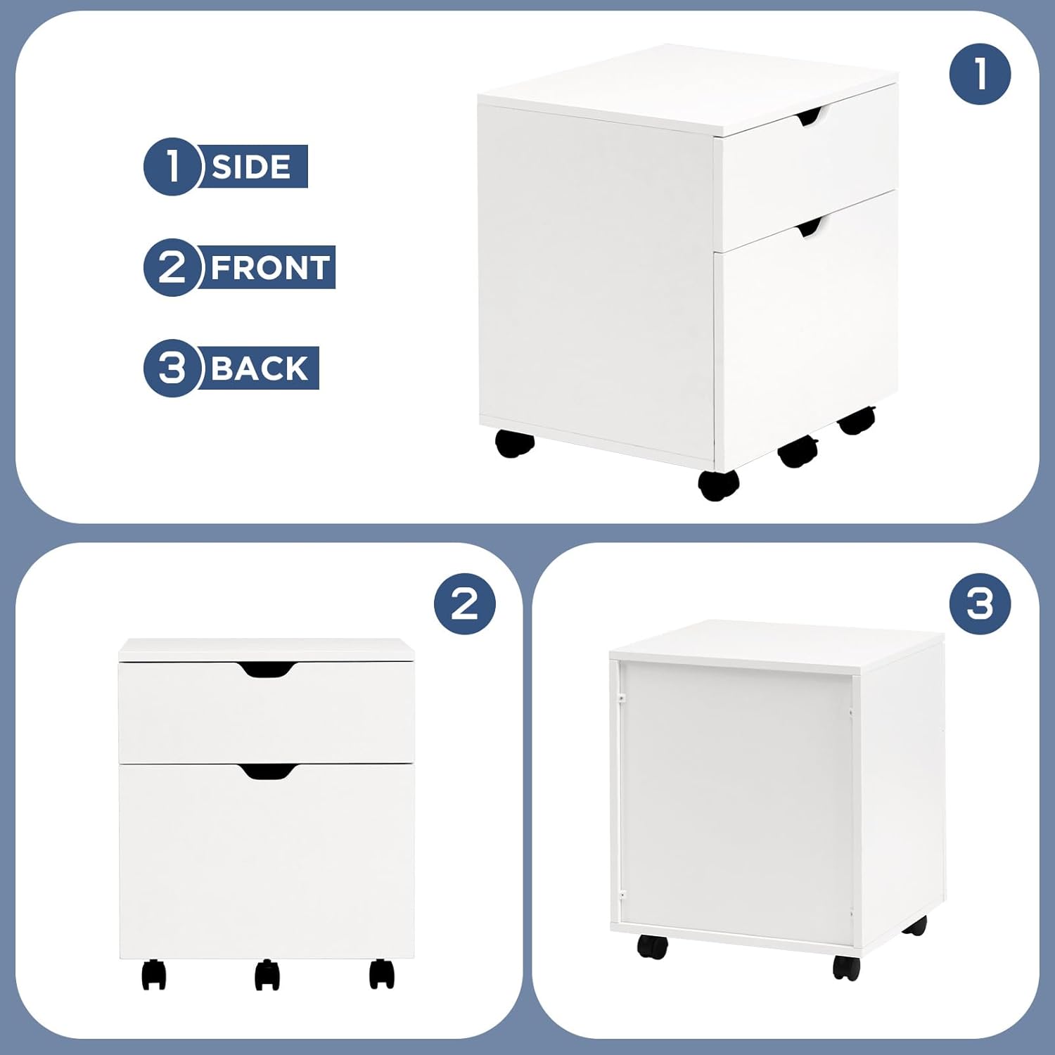 HollyHOME White 2-Drawer Wood File Cabinet