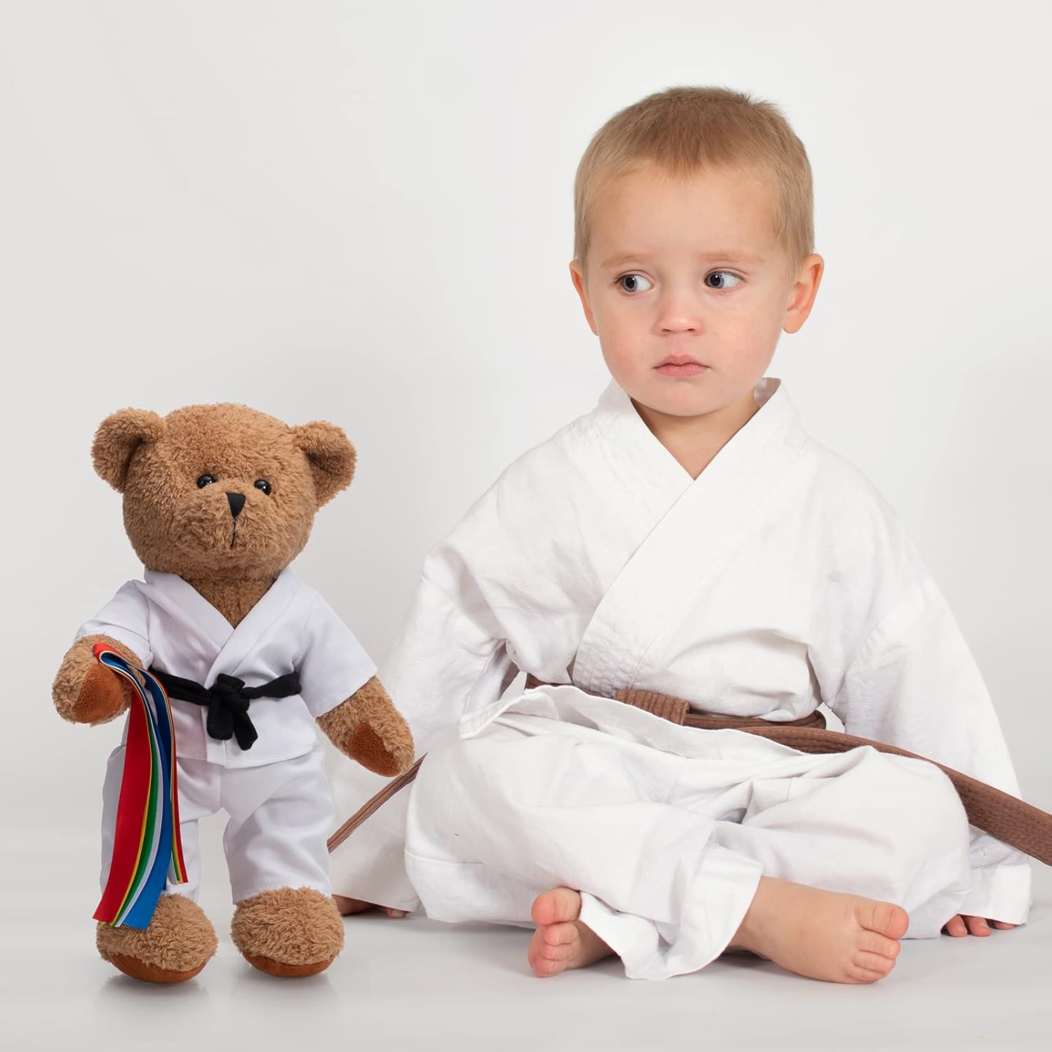 HollyHOME Karate Bear Stuffed Animal Teddy Bear in Karate Uniform Unique Toy Gifts for Kids and Karate Lovers Holiday Birthday Valentine 16 inches