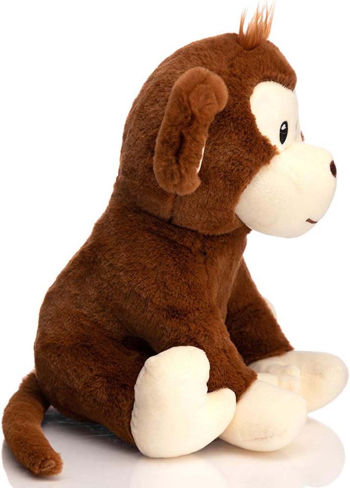 HollyHOME Plush Monkey Stuffed Animals Cute Monkey Toys Birthday Gifts for Kids 12 Inch Brown