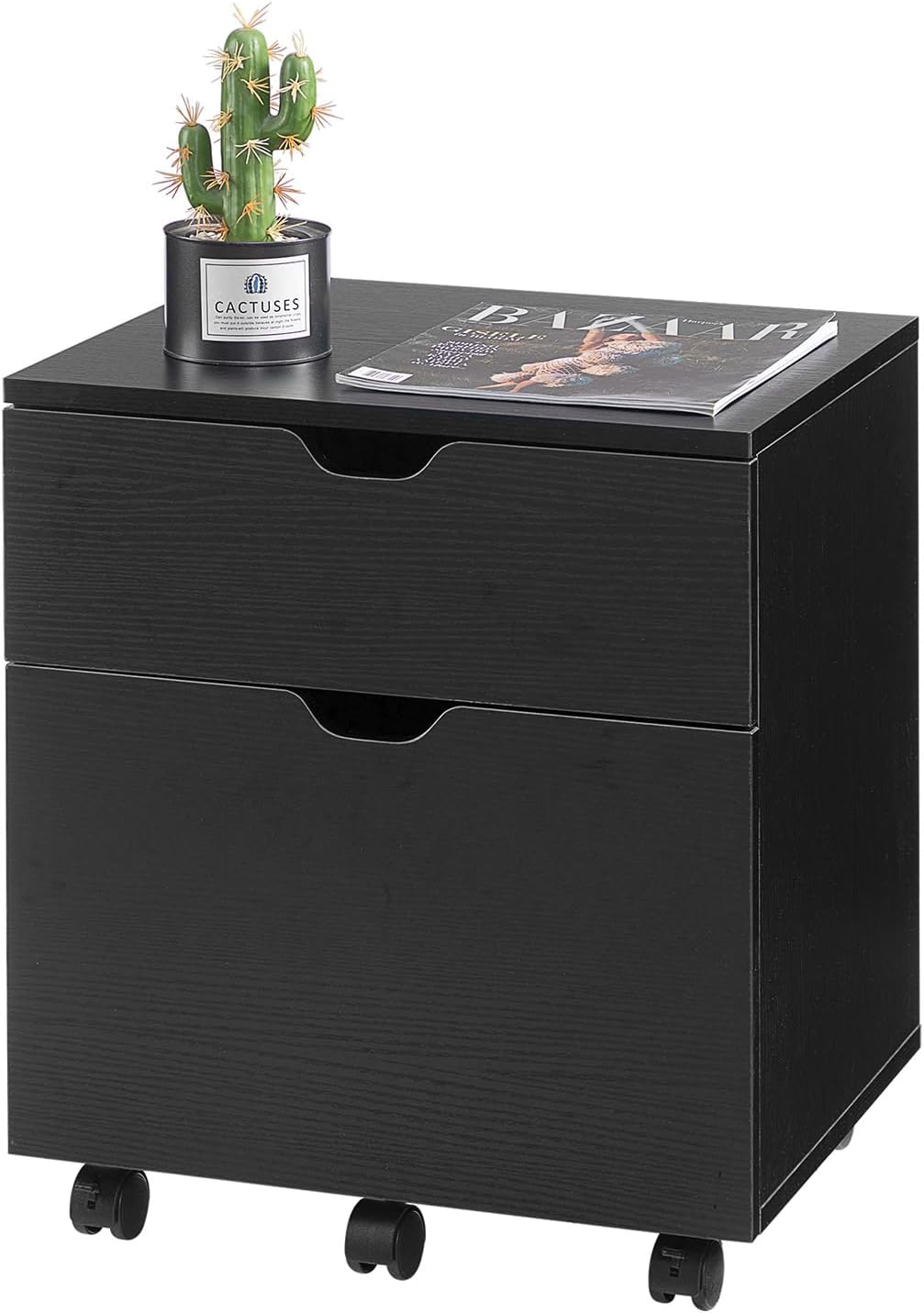HollyHOME Black 2 Drawers Filing File Cabinet