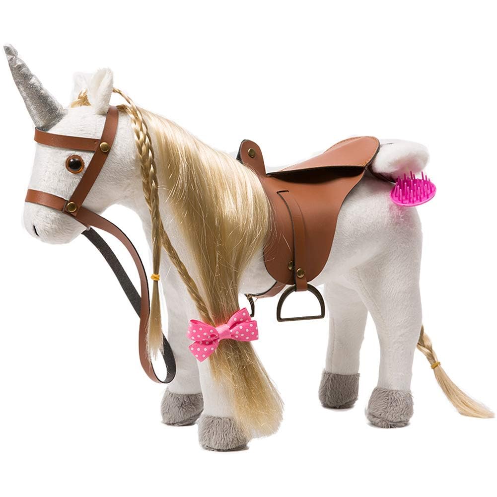 HollyHOME Stuffed Animal Unicorn Horse Pretty Plush Unicorn Pony Toy Pretend Play Horse 11 inches White