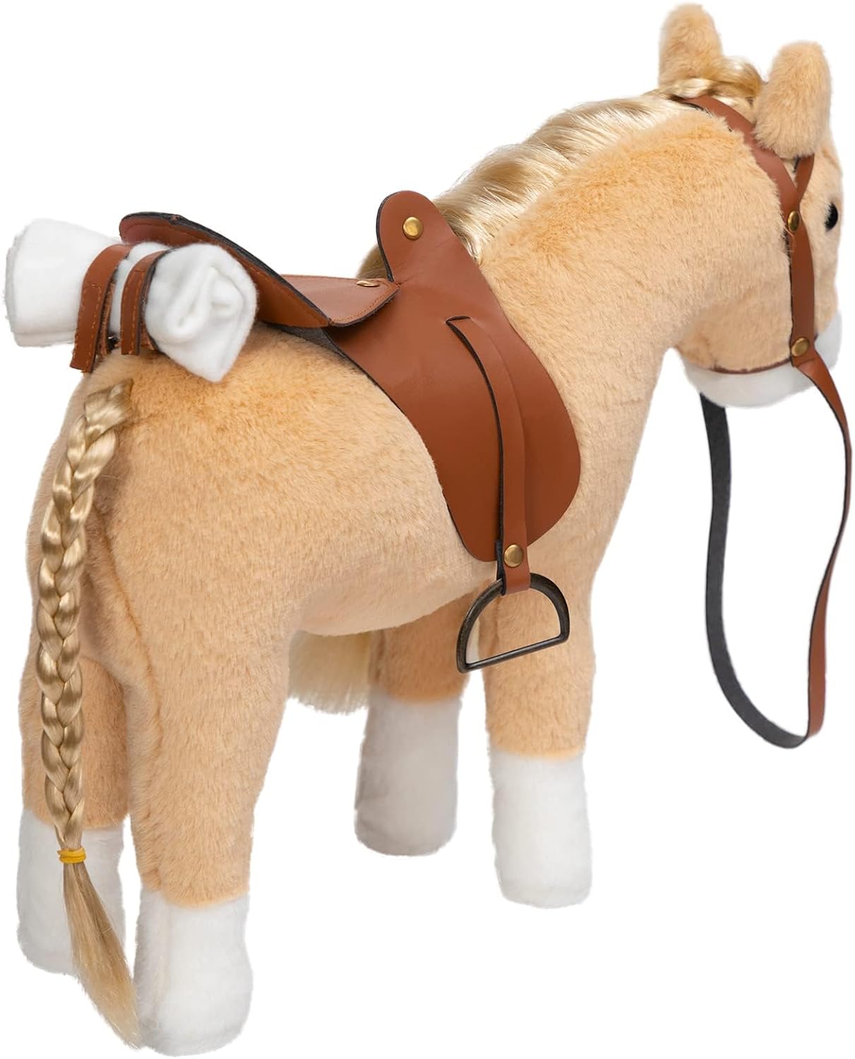 HollyHOME Palomino Horse Stuffed Animal Pretty Pony Plush Toy Pretend Play Horse 11 inches Beige