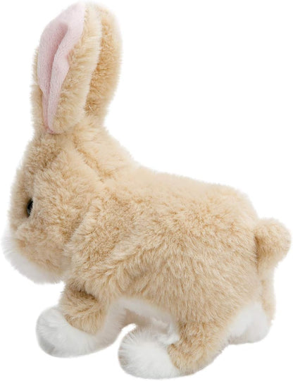 HollyHOME Plush Rabbit Easter Electronic Interactive Toy Jumping,Wiggle Ears,Mouth Moving Bunny Toy 7 Inches Tan Gifts for Kids