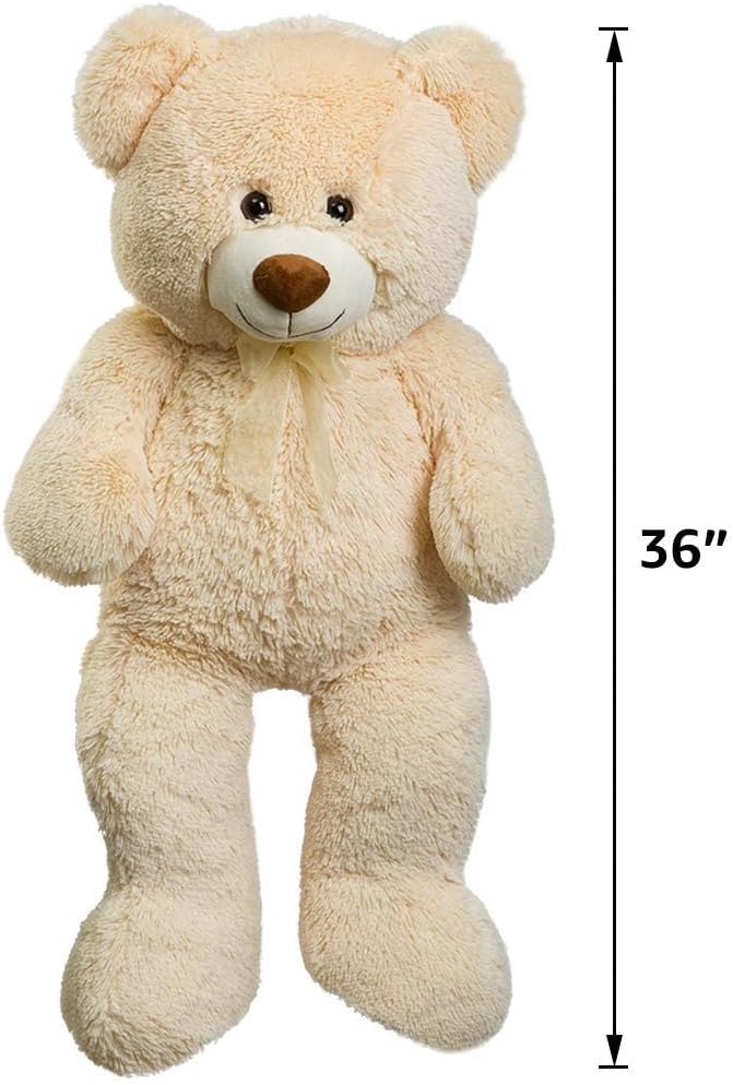 HollyHOME Big Teddy Bear Large Teddy Bear Stuffed Animal Birthday Valentines Day Plush for Kids and Girlfriend 36 inch Beige