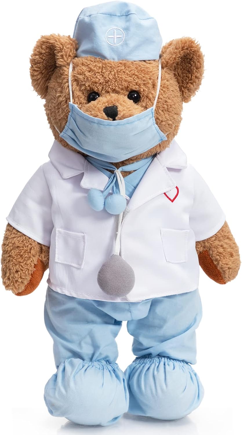 HollyHOME Doctor Bear Stuffed Animal Teddy Bear in Doctor Uniform Medical Gifts for Doctors Med School Students and Kids 16 inches