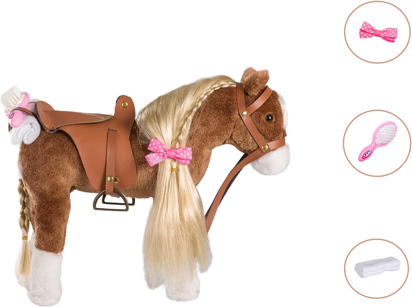 HollyHOME Horse Stuffed Animal Cute Pony Plush Pretend Play Horse Toys for Girls and Horse Lovers 11 inches Brown