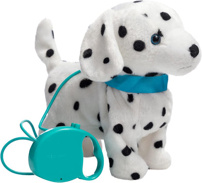 HollyHOME Plush Animated Puppy Dalmatian Puppy Dog Toy Pet with Remote Control Leash Walking, Barking and Waging Tails Electronic Puppy 11 Inches Gifts for Kids