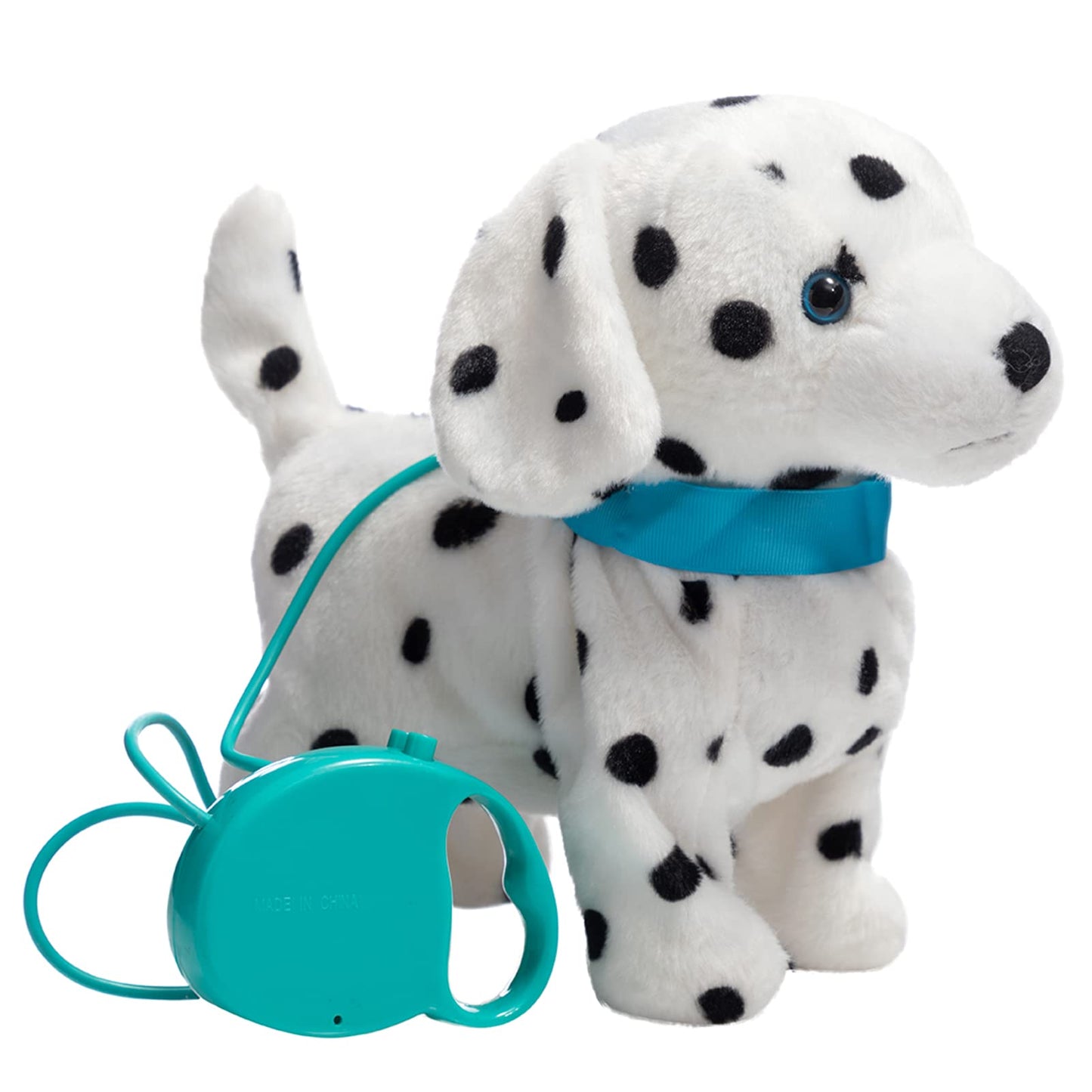 HollyHOME Plush Animated Puppy Dalmatian Puppy Dog Toy Pet with Remote Control Leash Walking, Barking and Waging Tails Electronic Puppy 11 Inches Gifts for Kids