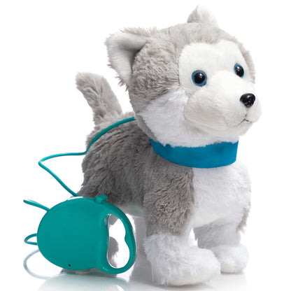 HollyHOME Plush Animated Puppy Husky Puppy Dog Toy Pet with Remote Control Leash Walking, Barking and Waging tails Electronic Puppy 12 Inches Gifts for Kids