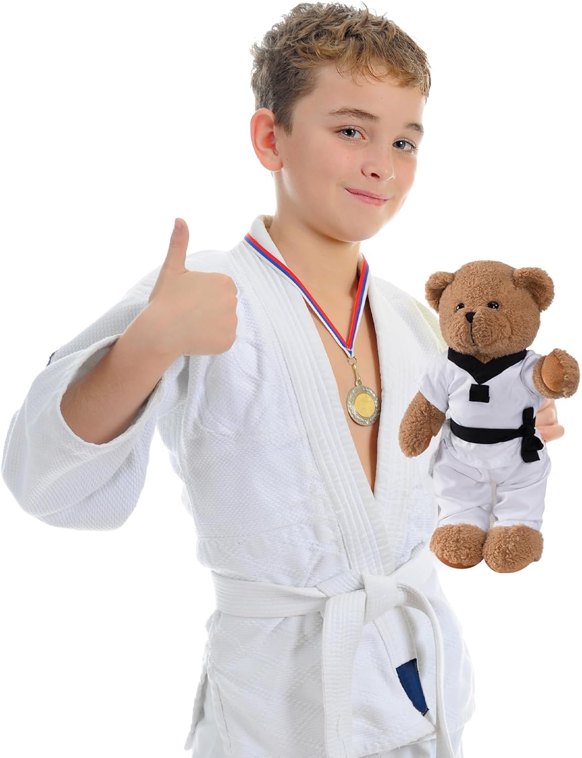 HollyHOME Karate Bear Stuffed Animal Teddy Bear in Karate Uniform Unique Toy Gifts for Kids and Karate Lovers Holiday Birthday Valentine 16 inches