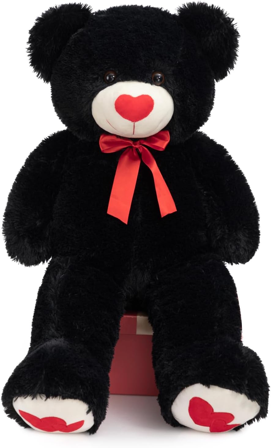 HollyHOME Big Teddy Bear Stuffed Animal Large Bear Plush with Red Heart for Girlfriend and Kids Valentine's Day 36 inch Beige