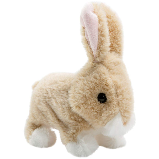 HollyHOME Plush Rabbit Easter Electronic Interactive Toy Jumping,Wiggle Ears,Mouth Moving Bunny Toy 7 Inches Tan Gifts for Kids