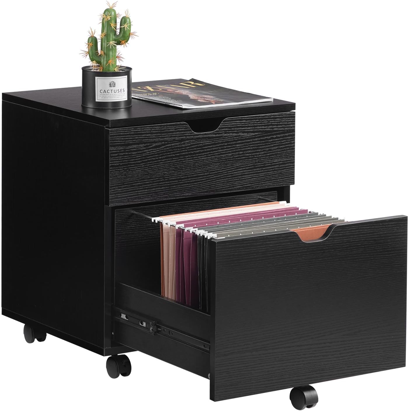 HollyHOME Black 2 Drawers Filing File Cabinet