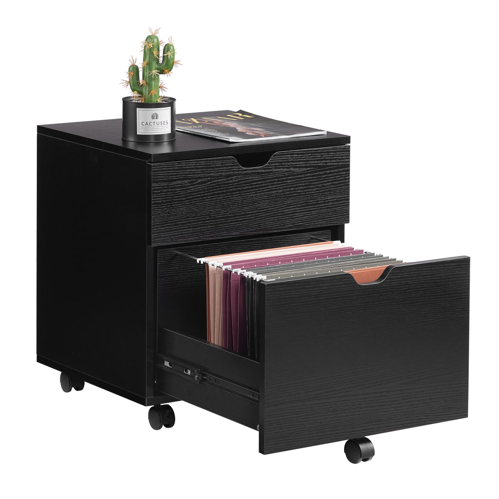 HollyHOME Black 2 Drawers Filing File Cabinet