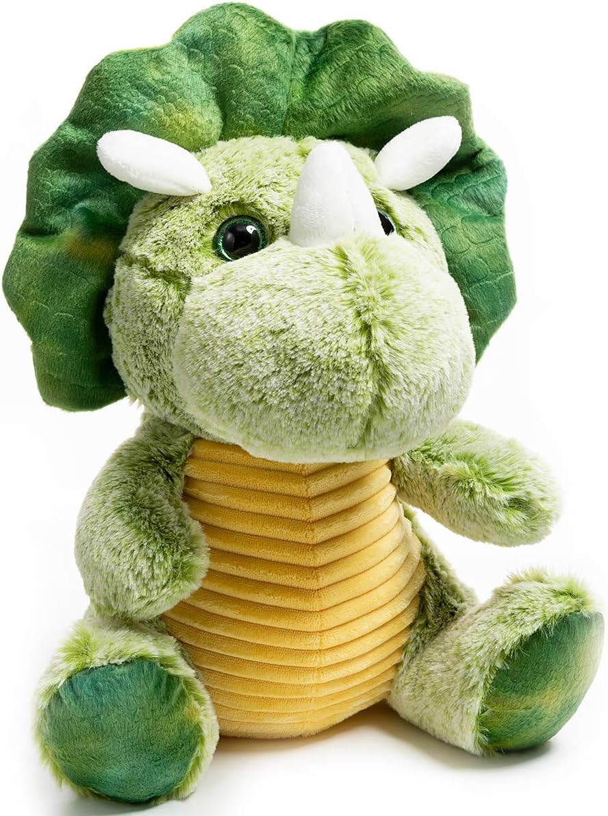 HollyHOME Plush Triceratops Dinosaur Cute Stuffed Animal Toy Soft Cuddly Doll for Kids Green 12 Inch