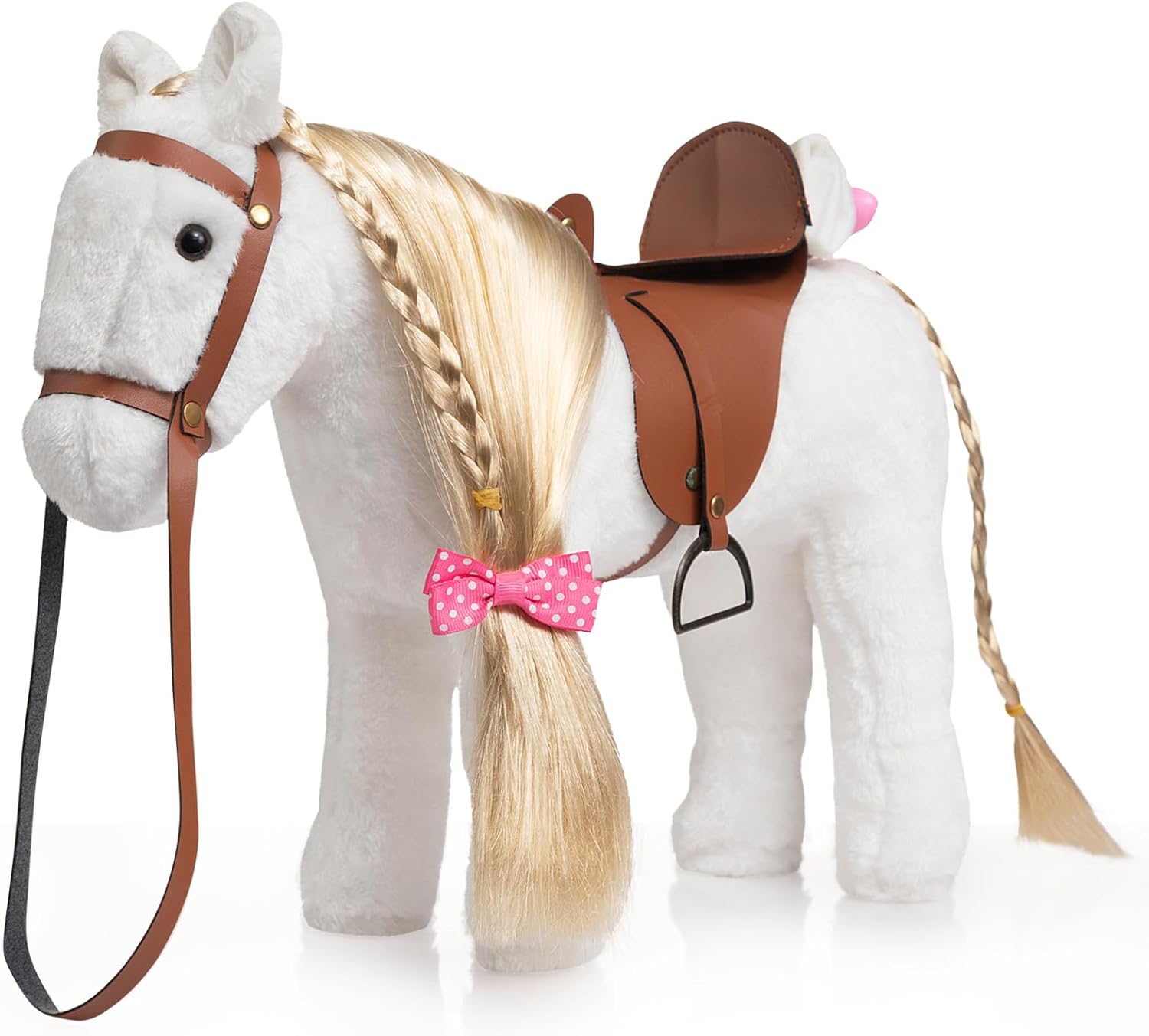 HollyHOME Palomino Horse Stuffed Animal Pretty Pony Plush Toy Pretend Play Horse 11 inches Beige