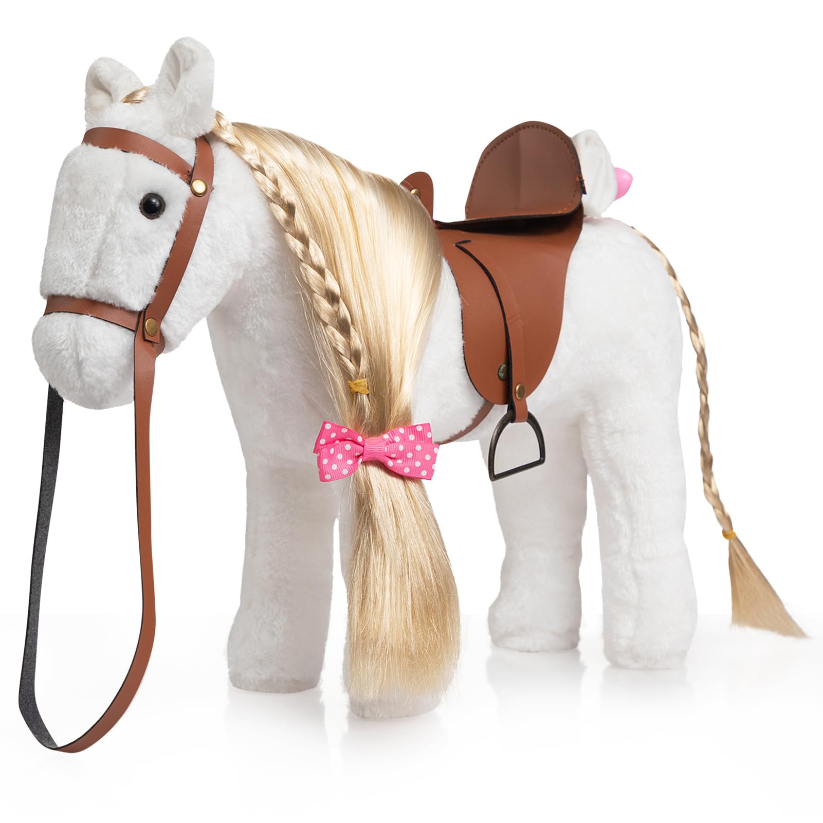 HollyHOME Stuffed Animal Horse Pretty Plush Toy Pretend Play Horse 11 inches White