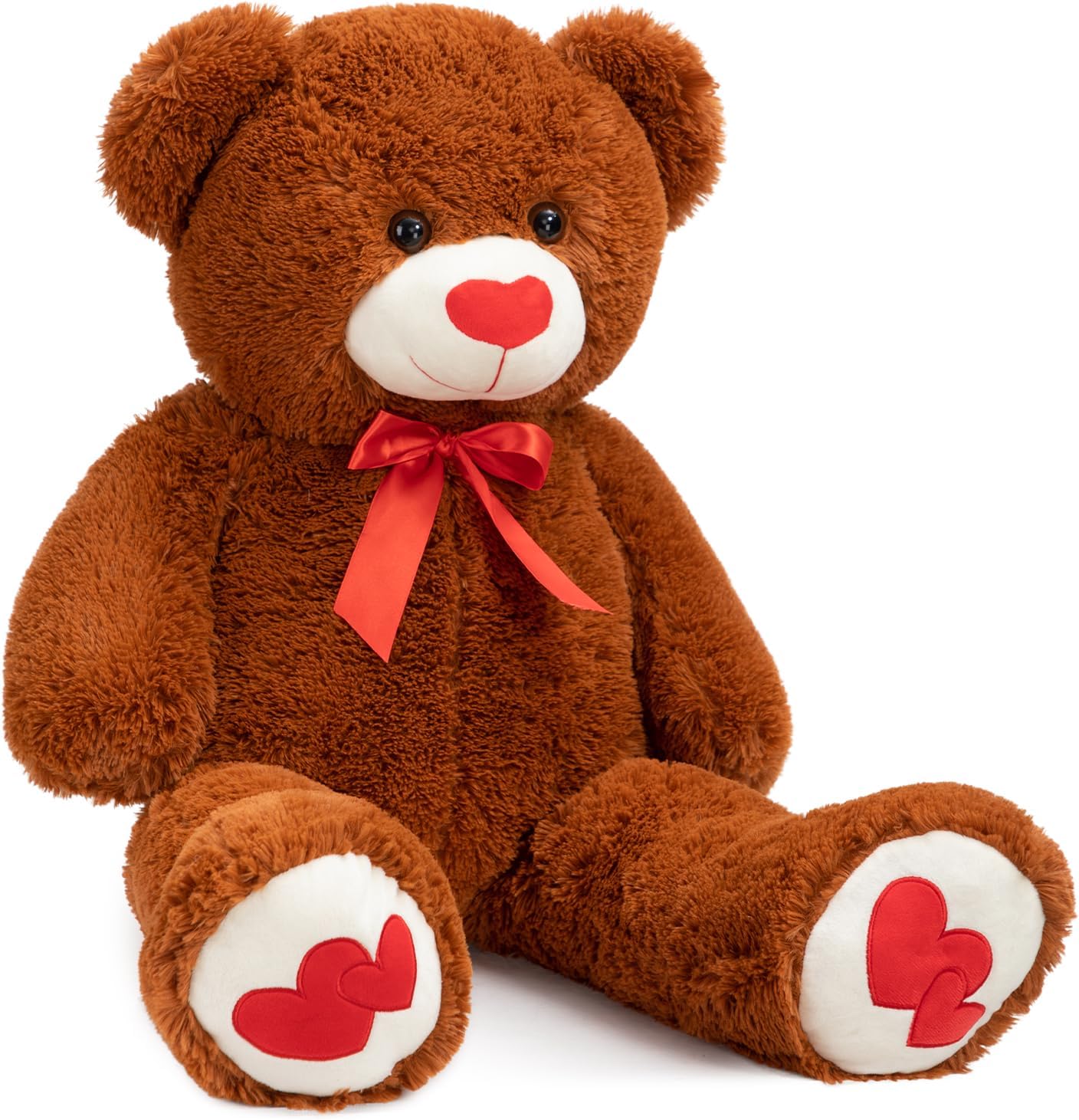 HollyHOME Big Teddy Bear Stuffed Animal Large Bear Plush with Red Heart for Girlfriend and Kids Valentine's Day 36 inch Beige