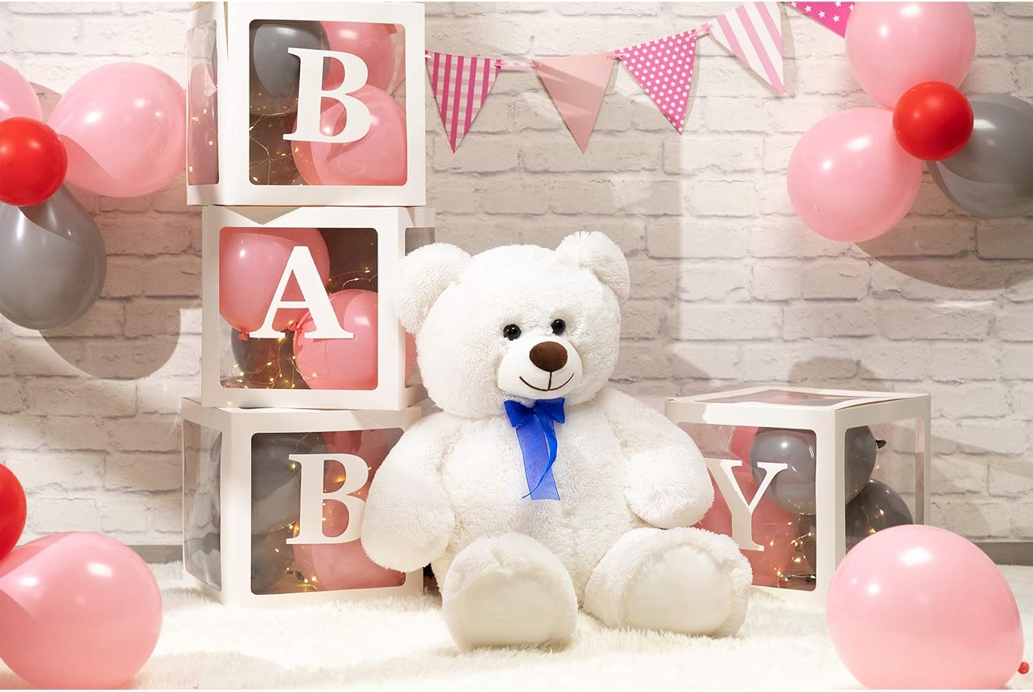 HollyHOME Big Teddy Bear Large Teddy Bear Stuffed Animal Birthday Valentines Day Plush for Kids and Girlfriend 36 inch White