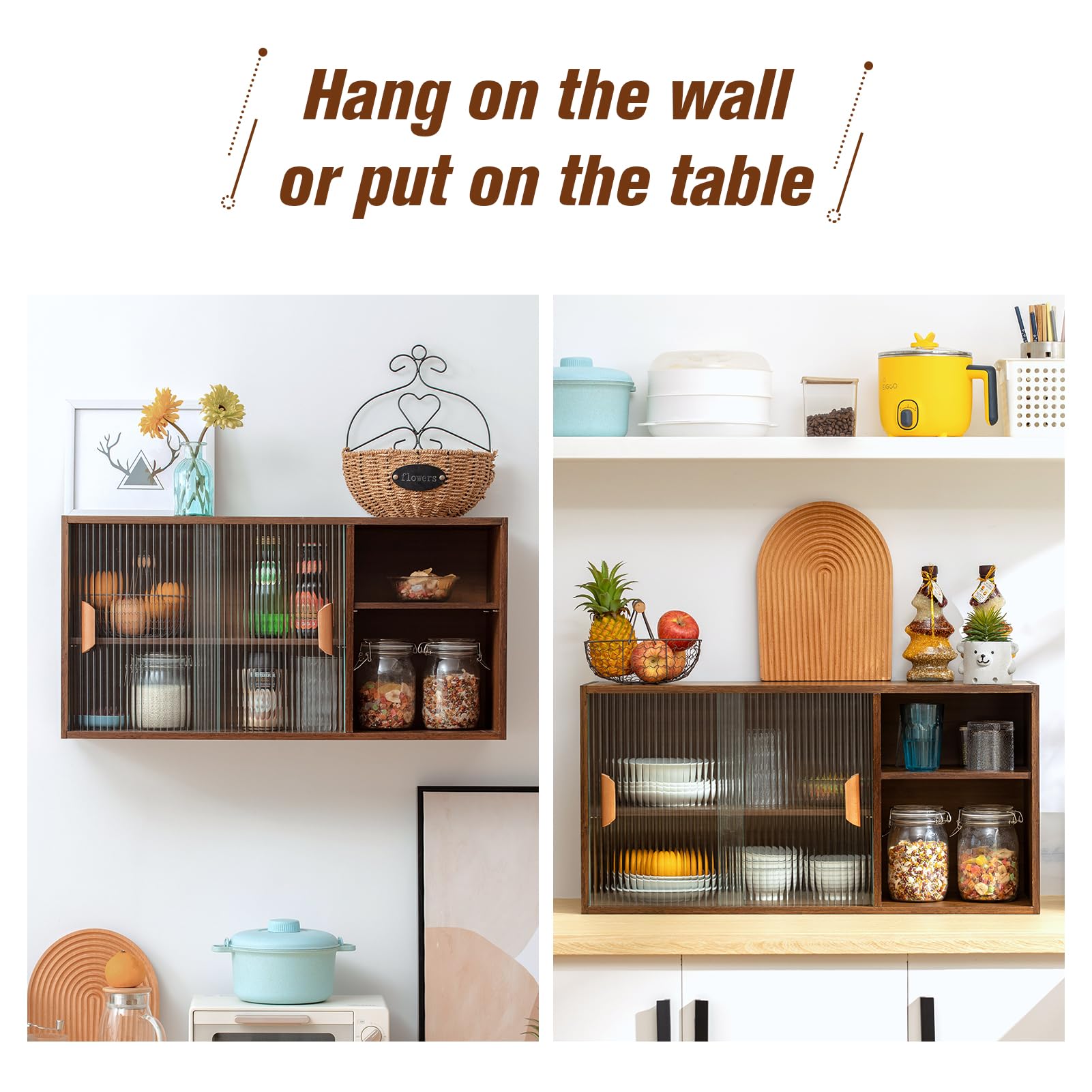 HollyHOME 41.3"(H) Wooden Storage Cabinet with Glass Doors