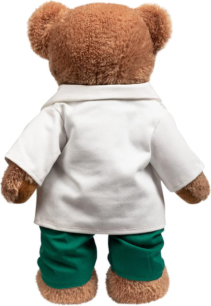 HollyHOME Doctor Bear Stuffed Animal Plush Teddy Bear in Scrubs and White Coat Gifts for Doctors Students and Kids 16 inches,Chocolate Brown