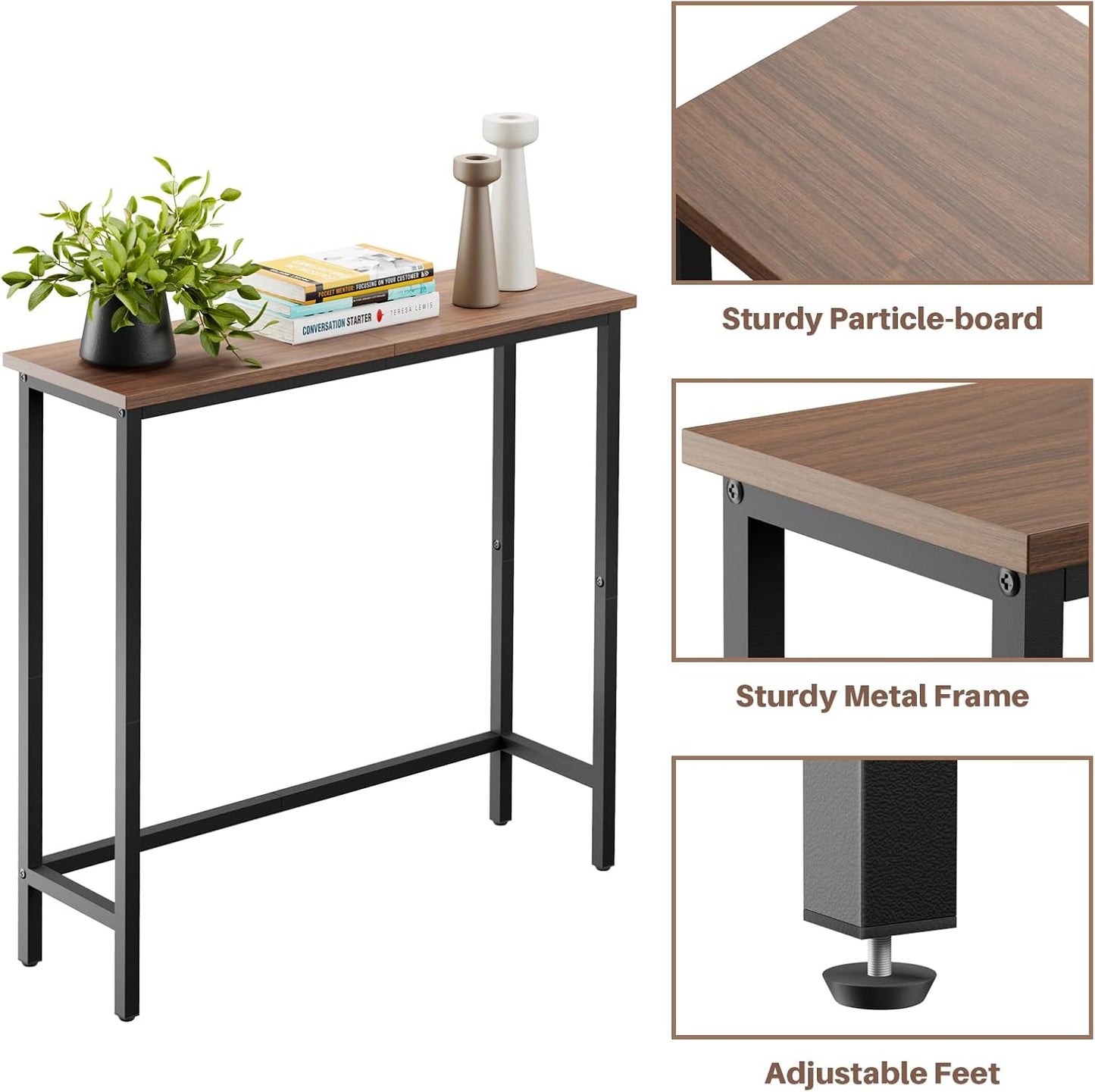 HollyHOME Narrow Hallway Table, 29.5" Small Console Table, Slim Entryway Table, Sofa Table, for Hallway, Bedroom, Living Room, Foyer, Black