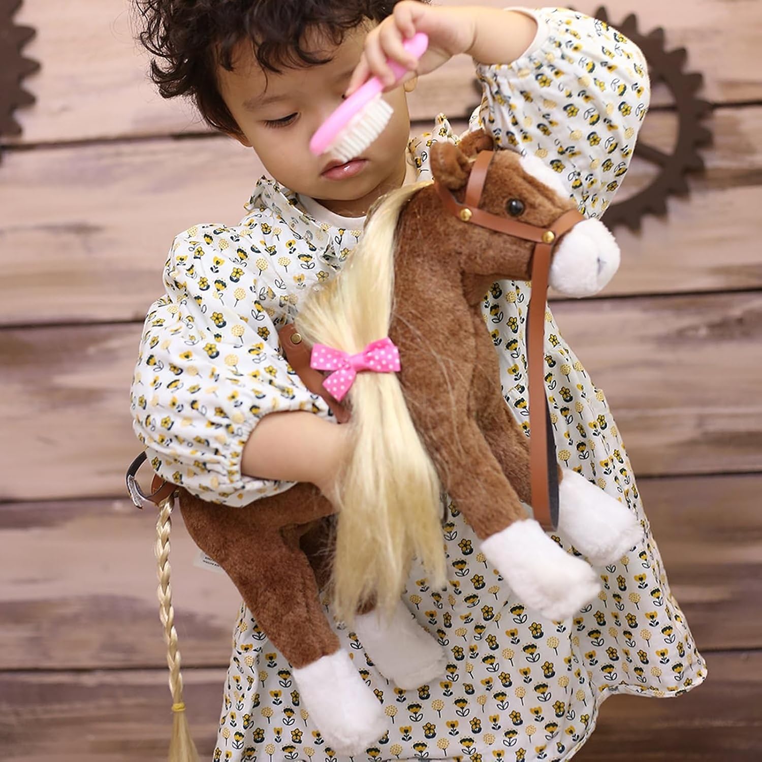 HollyHOME Appaloosa Horse Stuffed Animal Pretty Pony Plush Toy Pretend Play Horse 11 inches