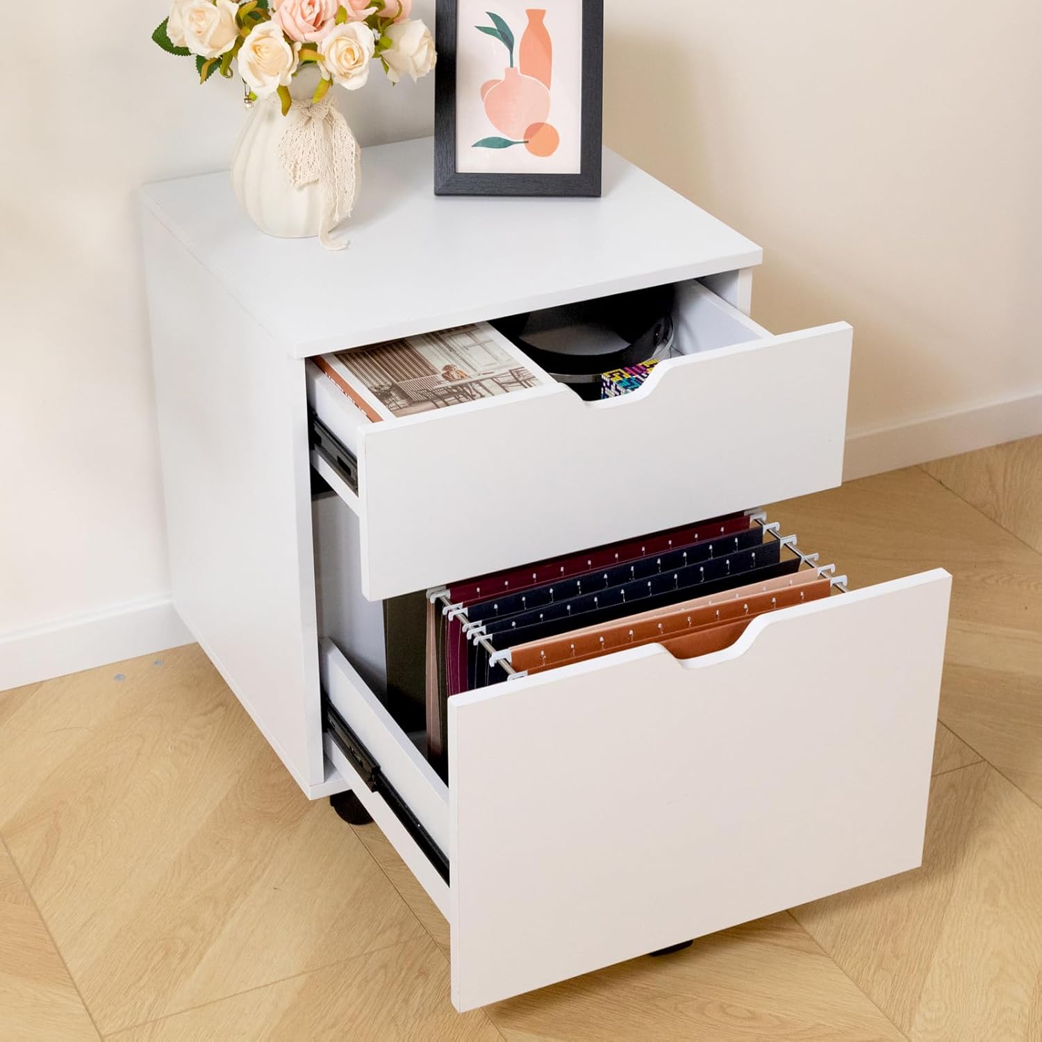 HollyHOME White 2-Drawer Wood File Cabinet