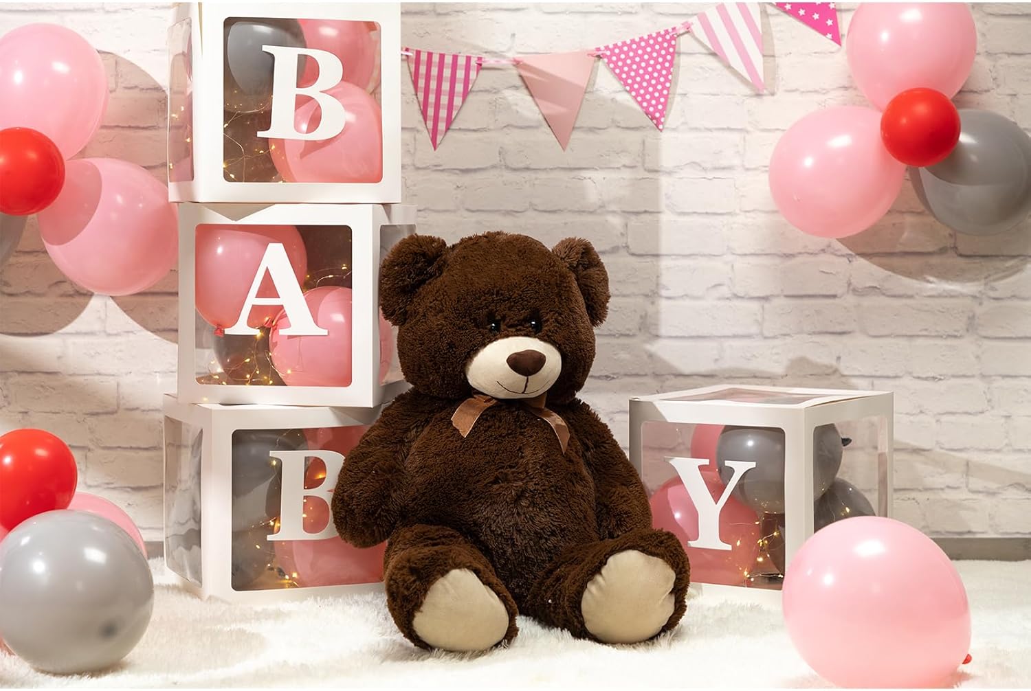 HollyHOME Big Teddy Bear Large Teddy Bear Stuffed Animal Birthday Valentines Day Plush for Kids and Girlfriend 36 inch Brown