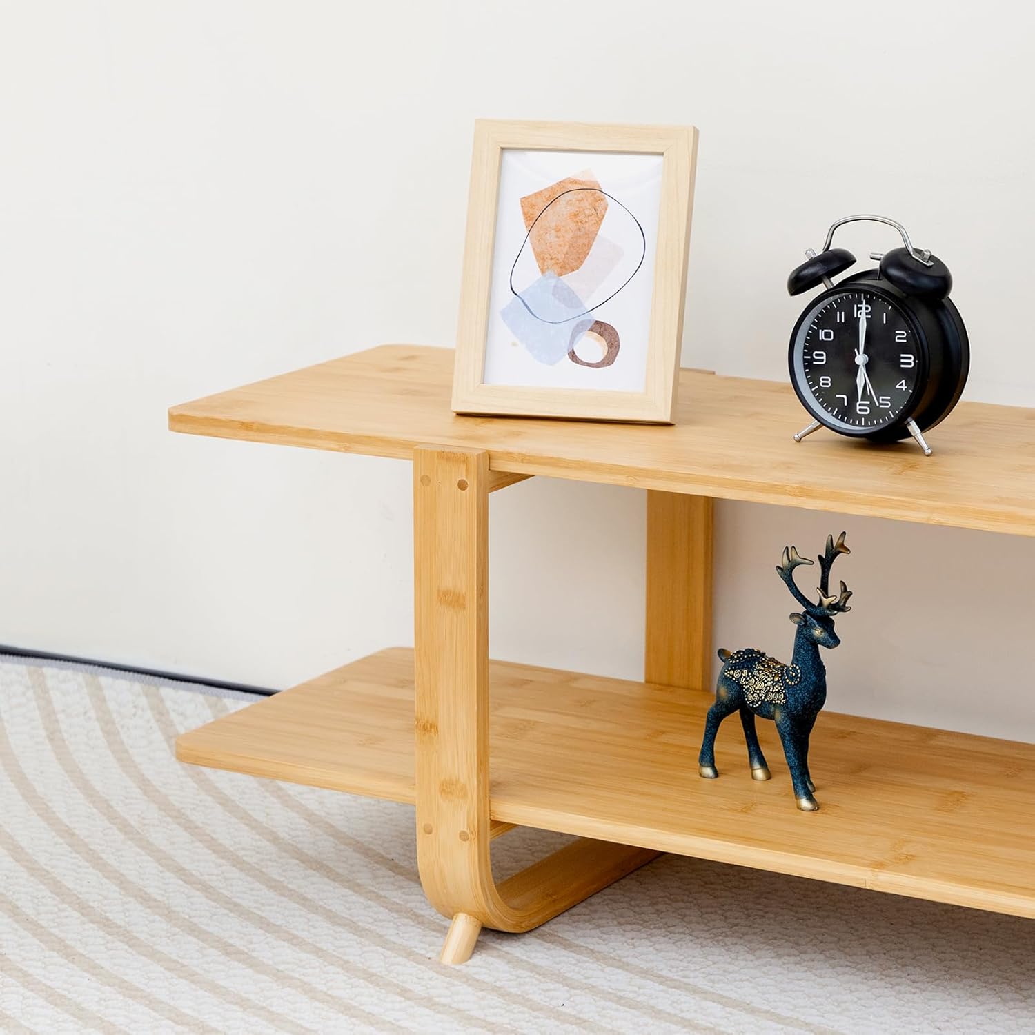 HollyHOME 55"(L) Burlywood Bamboo TV Stand with Storage