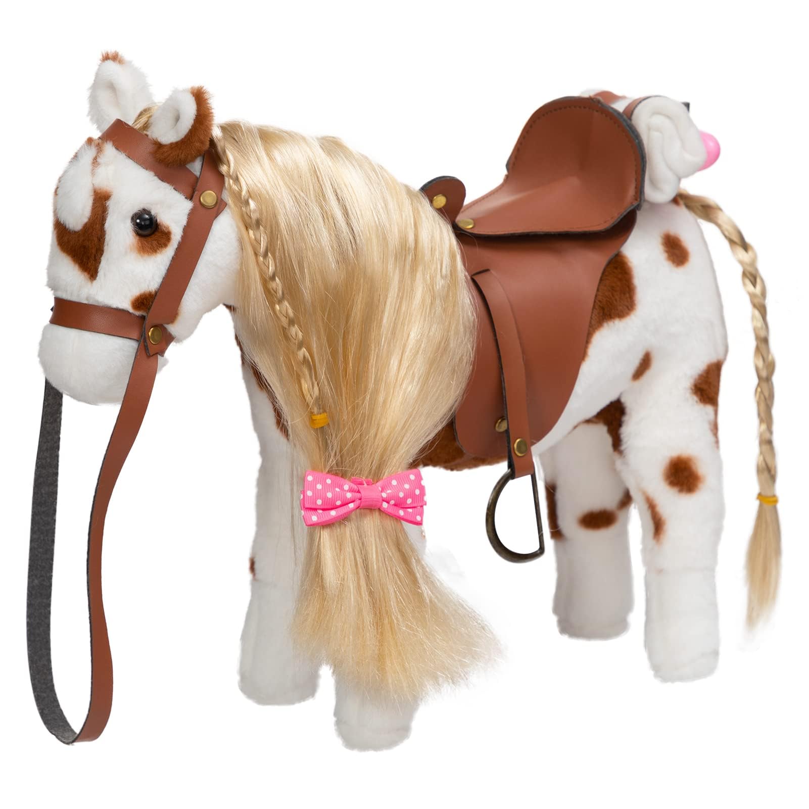 HollyHOME Appaloosa Horse Stuffed Animal Pretty Pony Plush Toy Pretend Play Horse 11 inches