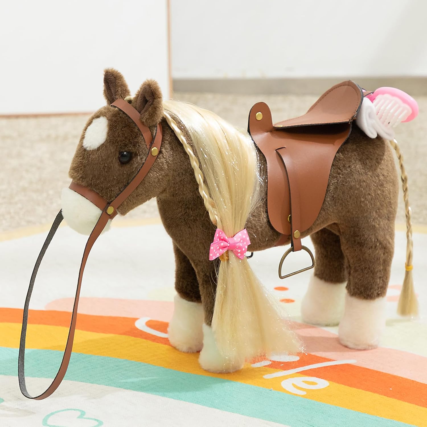 HollyHOME Horse Stuffed Animal Cute Pony Plush Pretend Play Horse Toys for Girls 11 inches Chocolate