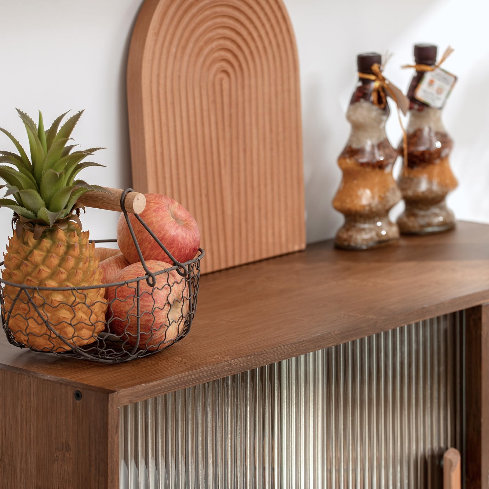 HollyHOME 41.3"(H) Wooden Storage Cabinet with Glass Doors