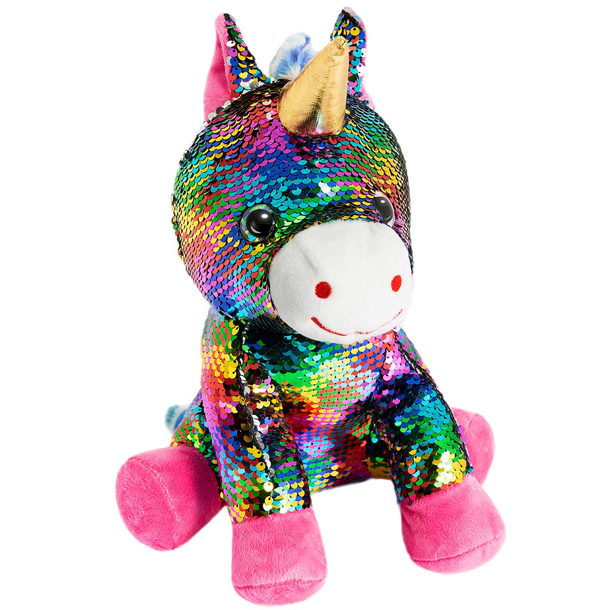 HollyHOME Sequins Unicorn Stuffed Animal Toy Reversible Rainbow Sequins Unicorn Gift for Kids 12 Inches