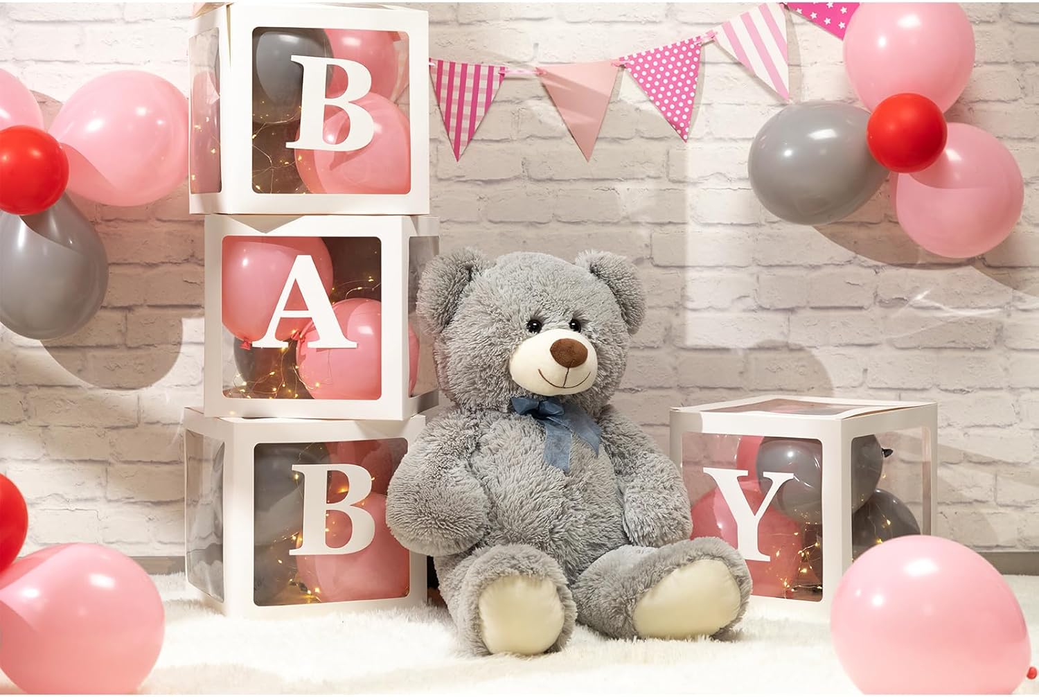 HollyHOME Big Teddy Bear Large Teddy Bear Stuffed Animal Birthday Valentines Day Plush for Kids and Girlfriend 36 inch Gray