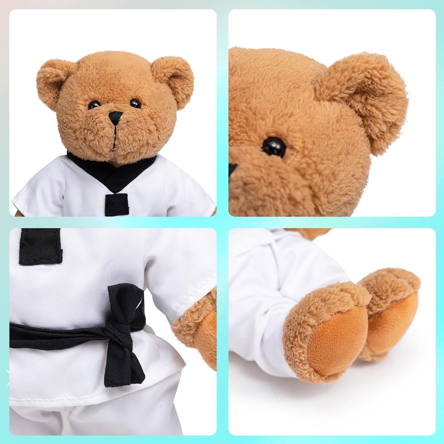 HollyHOME Karate Bear Stuffed Animal Teddy Bear in Karate Uniform Unique Toy Gifts for Kids and Karate Lovers Holiday Birthday Valentine 16 inches